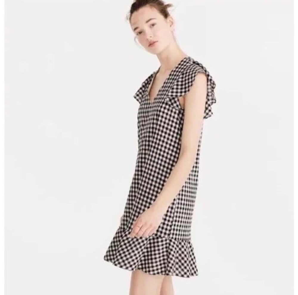 MADEWELL Gingham Flutter Sleeve Mini Dress 0